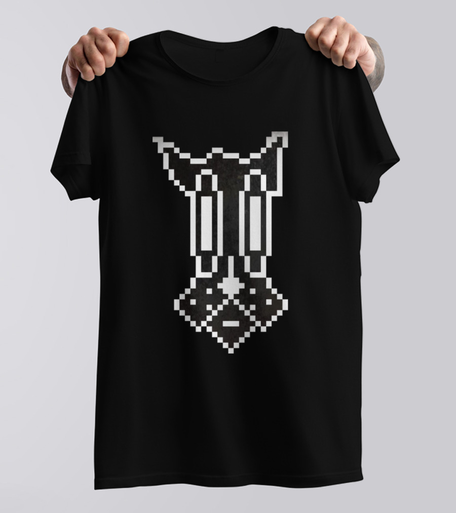 Pixel Ghost Dog Black And White Abstract T-Shirt