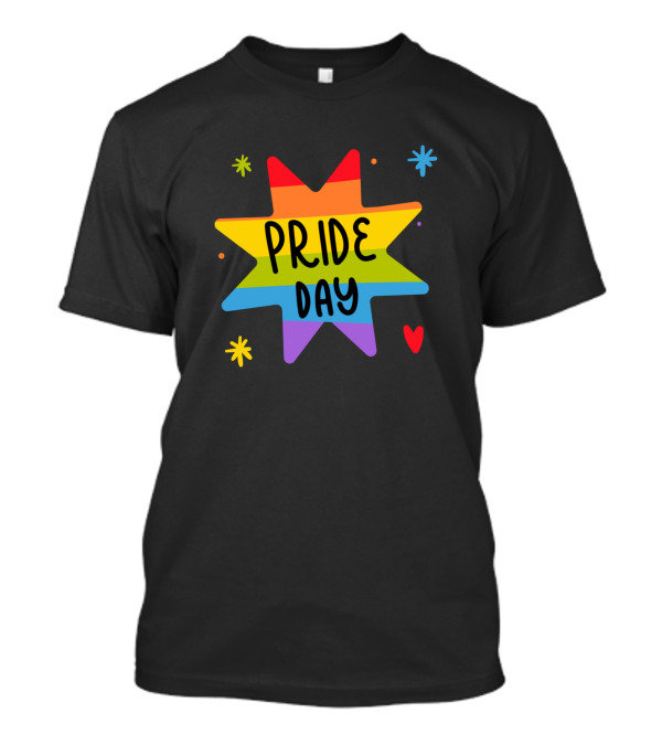 Pride Day Rainbow Star With Colorful Hearts And Stars T-Shirt