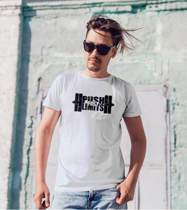 Push Past Limits Fitness Box Gym Lifting Barbell T-Shirt