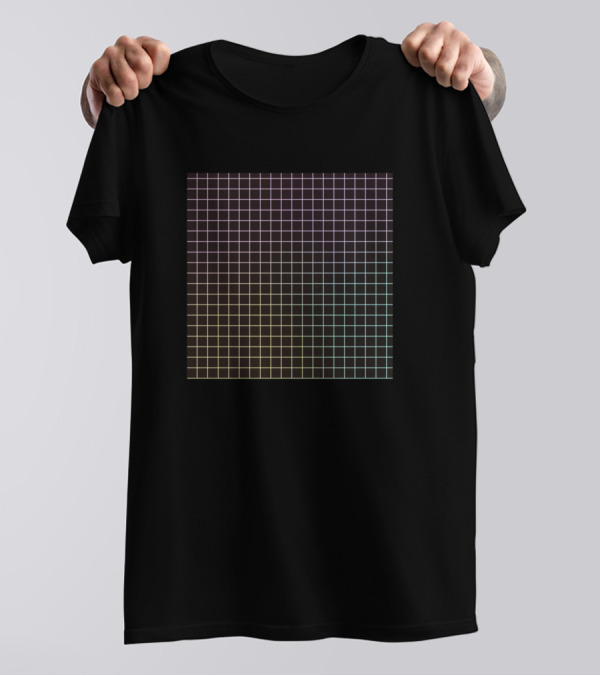 Rainbow Gradient Grid Square T-Shirt