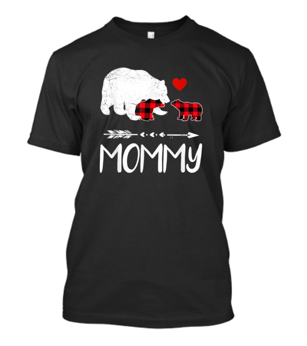 Mommy Bear Red Plaid Cubs With Heart And Arrow T-Shirt