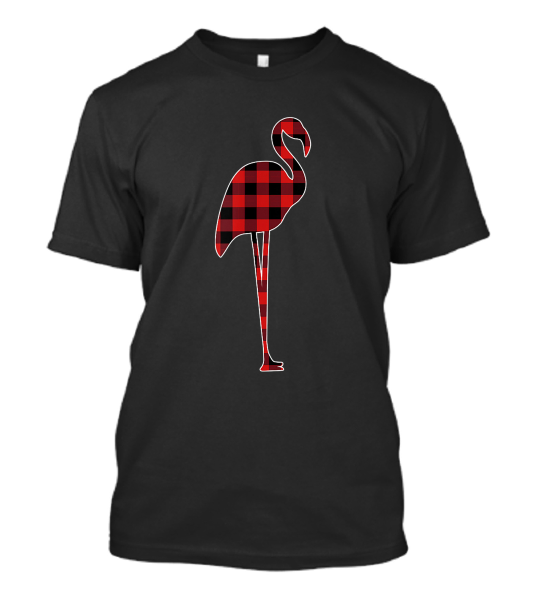 Red Plaid Flamingo Silhouette Buffalo Sister T-Shirt