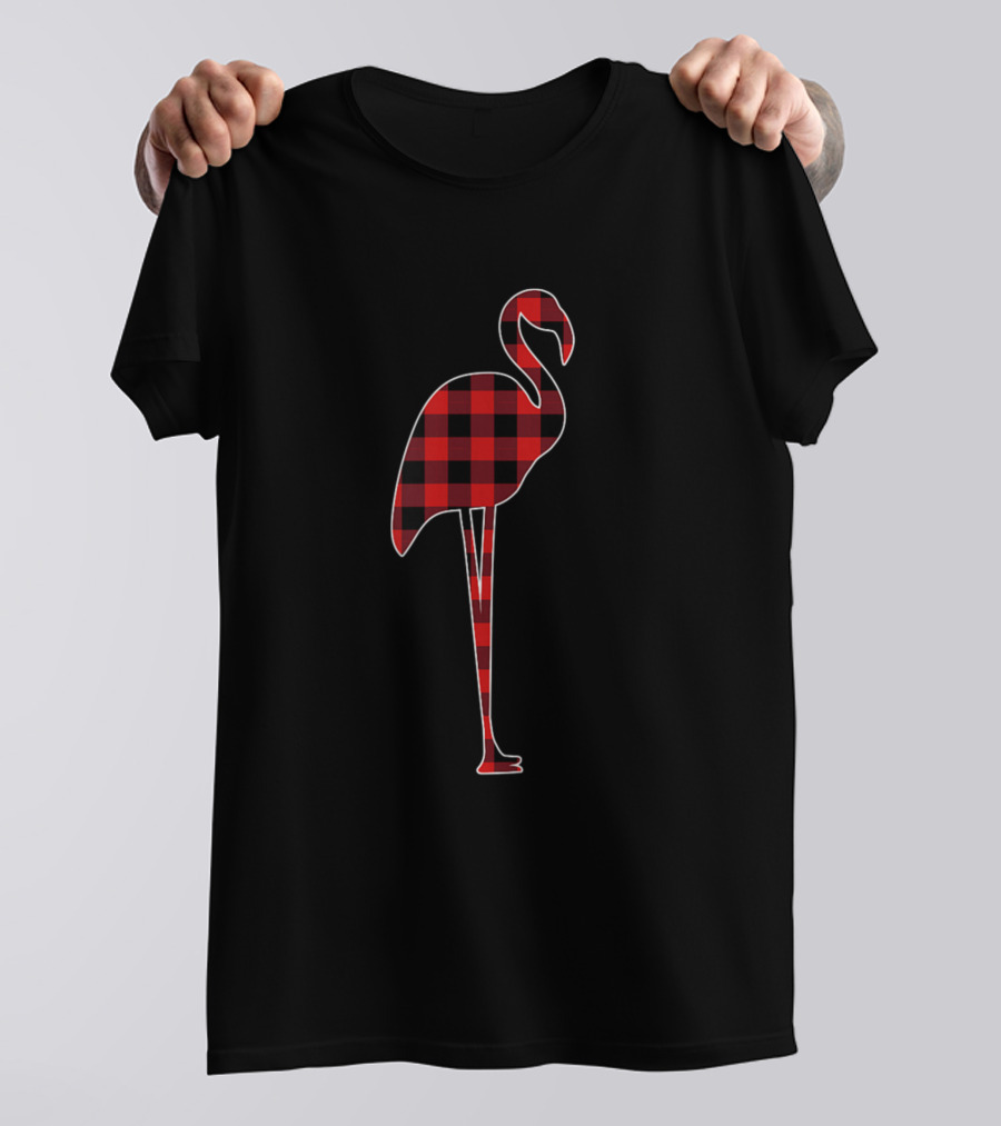 Red Plaid Flamingo Silhouette Buffalo Sister T-Shirt