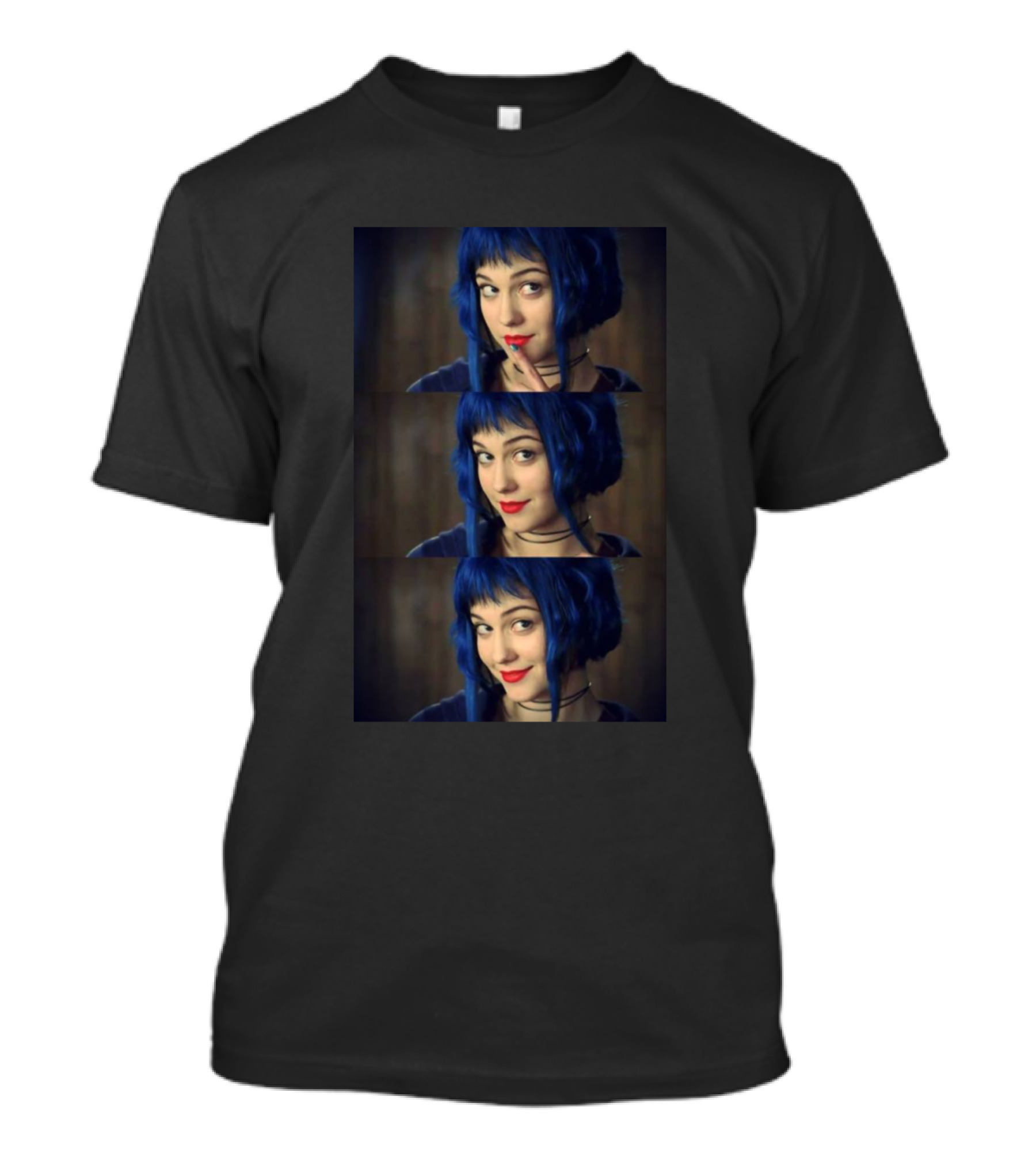 Reno De Navidad Blue Hair Girl Trio Expressions T-Shirt