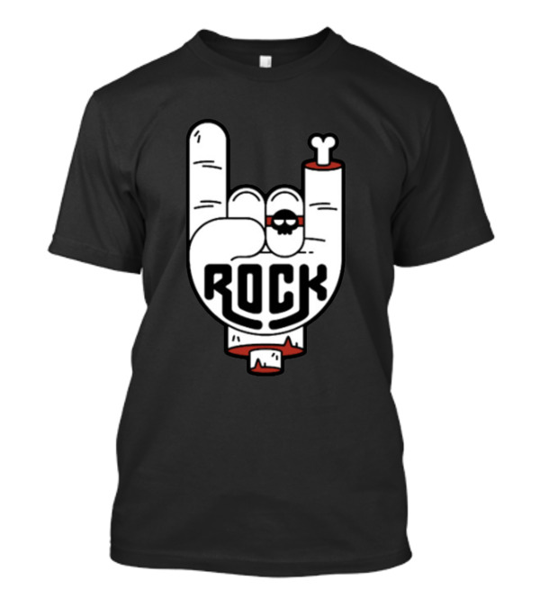 ROCK Skeleton Hand Gesture With Skull Glasses T-Shirt