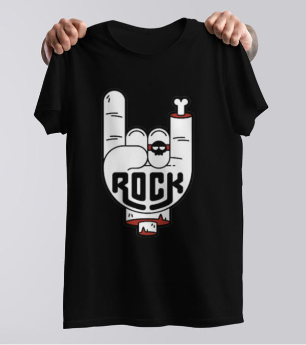 ROCK Skeleton Hand Gesture With Skull Glasses T-Shirt