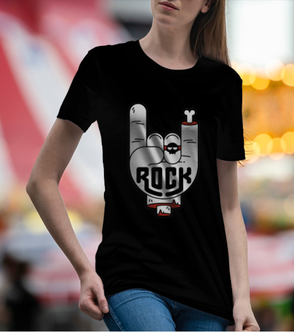 ROCK Skeleton Hand Gesture With Skull Glasses T-Shirt