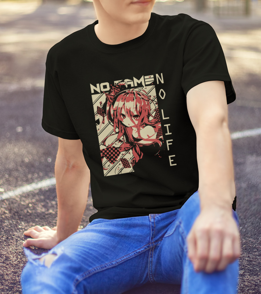 Shiro No Game No Life Anime Character With Crown And Checkered T-Shirt