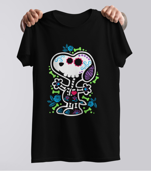 Snoopy Scary Sugar Skull Día De Los Muertos T-Shirt
