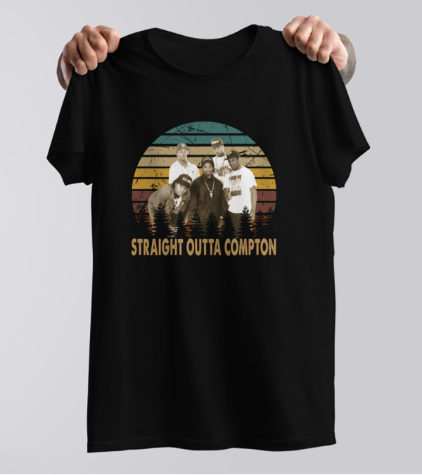 N.W.A Vintage Straight Outta Compton Retro Sunset Scene T-Shirt