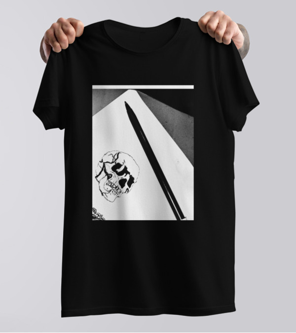 The Damned Skull Drawing With Pencil On Paper T-Shirt