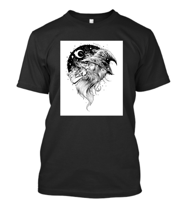 Old Man Wizard Drinking Beer Under Moon T-Shirt