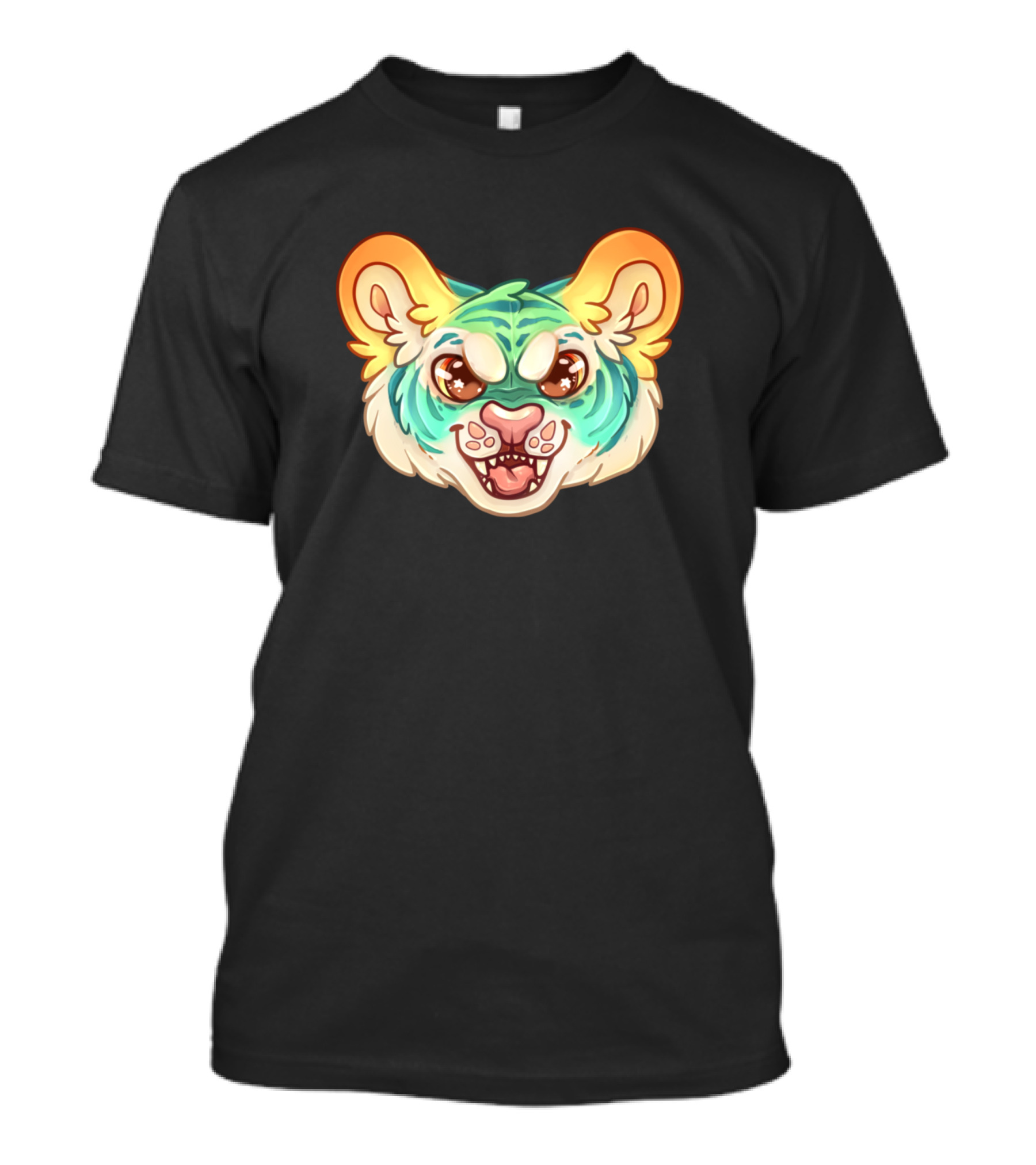 Tiger Vivid Colorful Cartoon Face T-Shirt