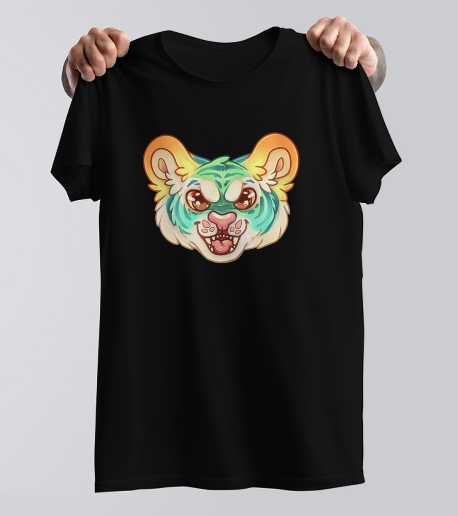 Tiger Vivid Colorful Cartoon Face T-Shirt