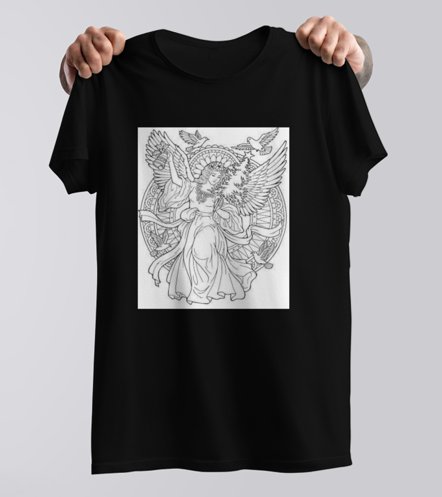 Tribal Bird Angel Cross Stitch Chart T-Shirt