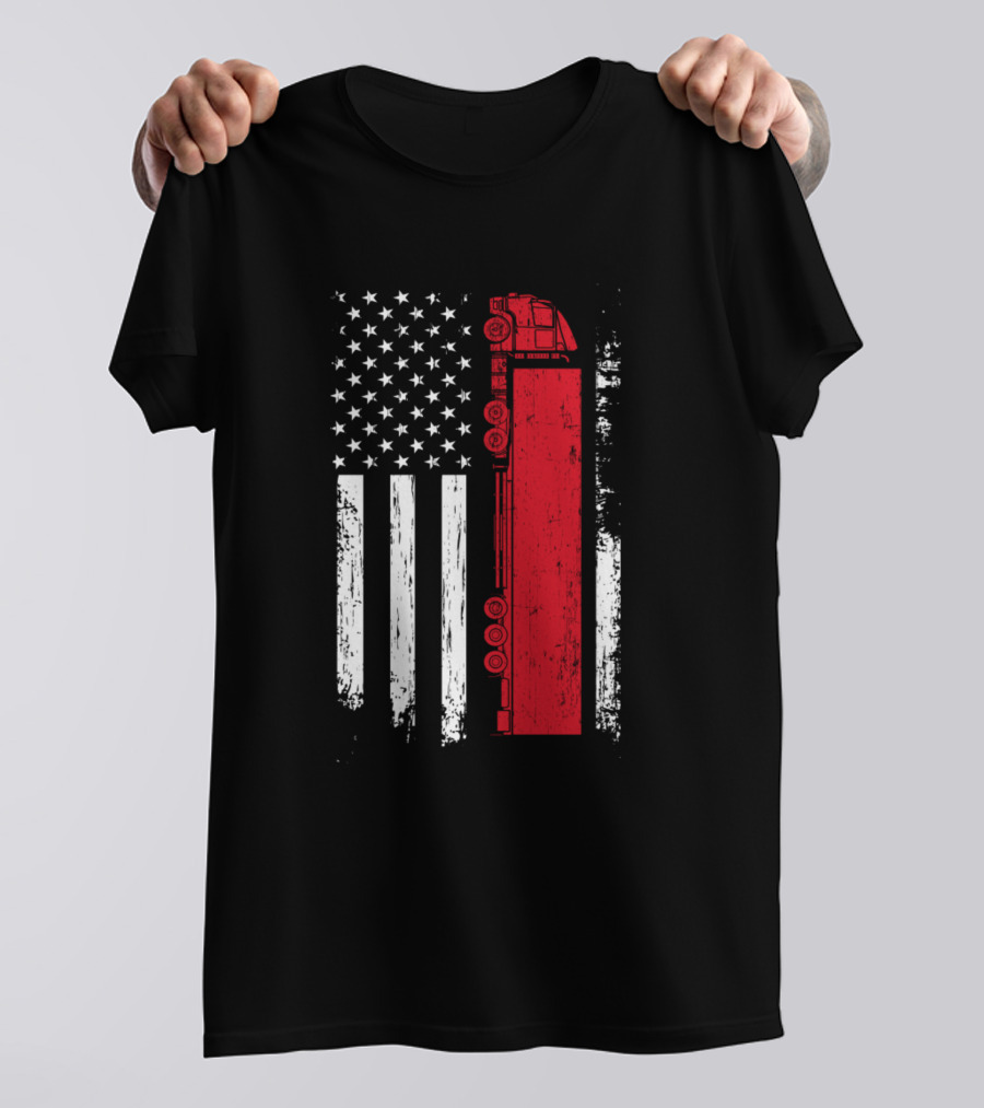 American Flag Semi Truck Driver 18 Wheeler Truck Symbolic T-Shirt