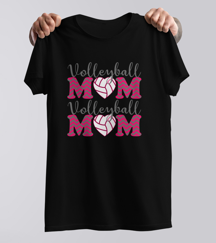 Volleyball Mom Chevron Heart T-Shirt