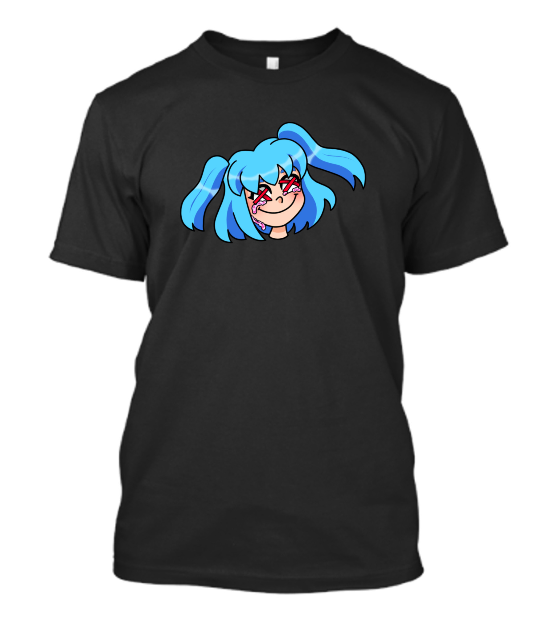 Wacky World Animated Blue-Haired Character T-Shirt
