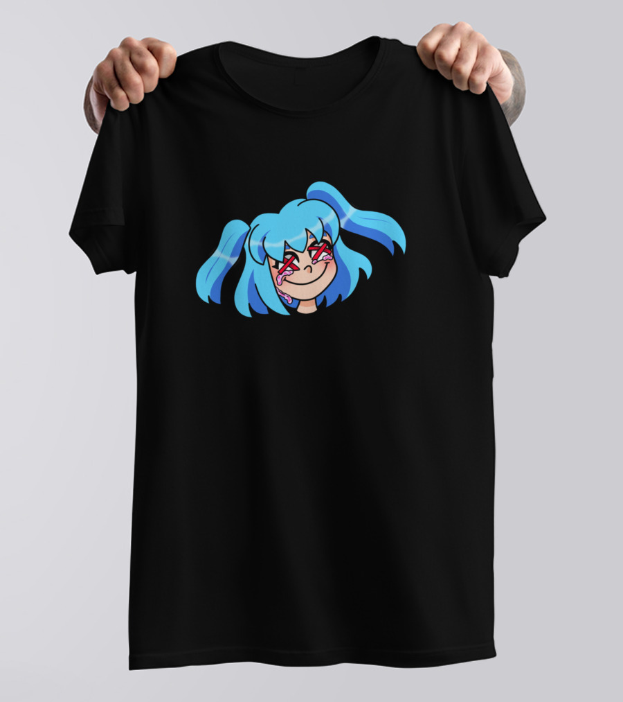 Wacky World Animated Blue-Haired Character T-Shirt