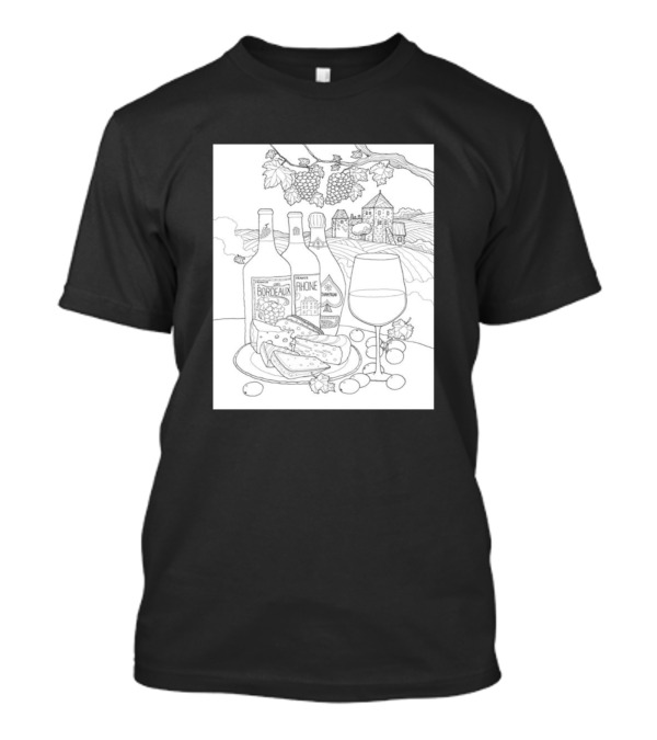 Bordeaux Rhone Wine And Cheese Vineyard Scene T-Shirt