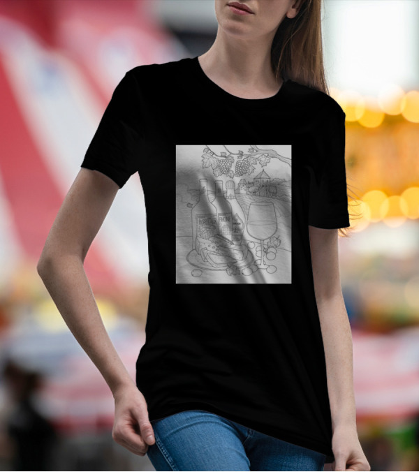 Bordeaux Rhone Wine And Cheese Vineyard Scene T-Shirt