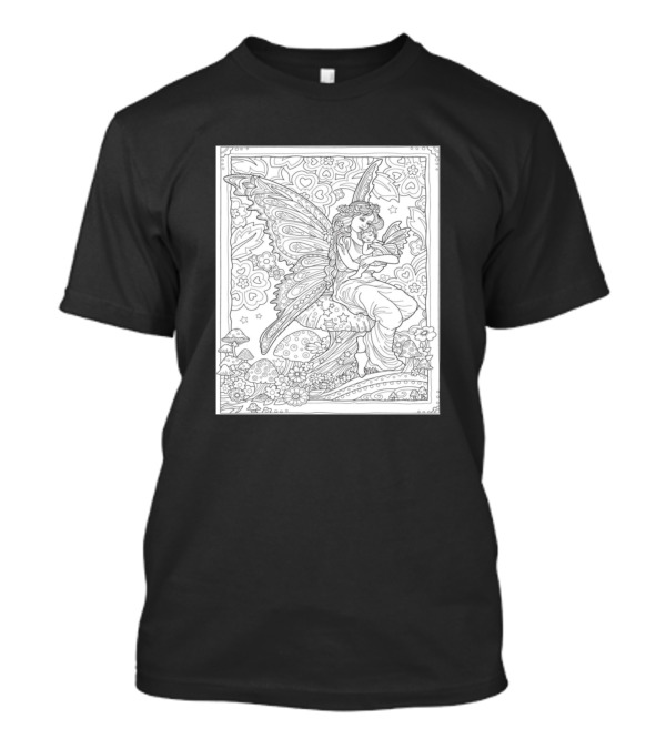 Fairy Embrace Coloring Page Artflowers T-Shirt
