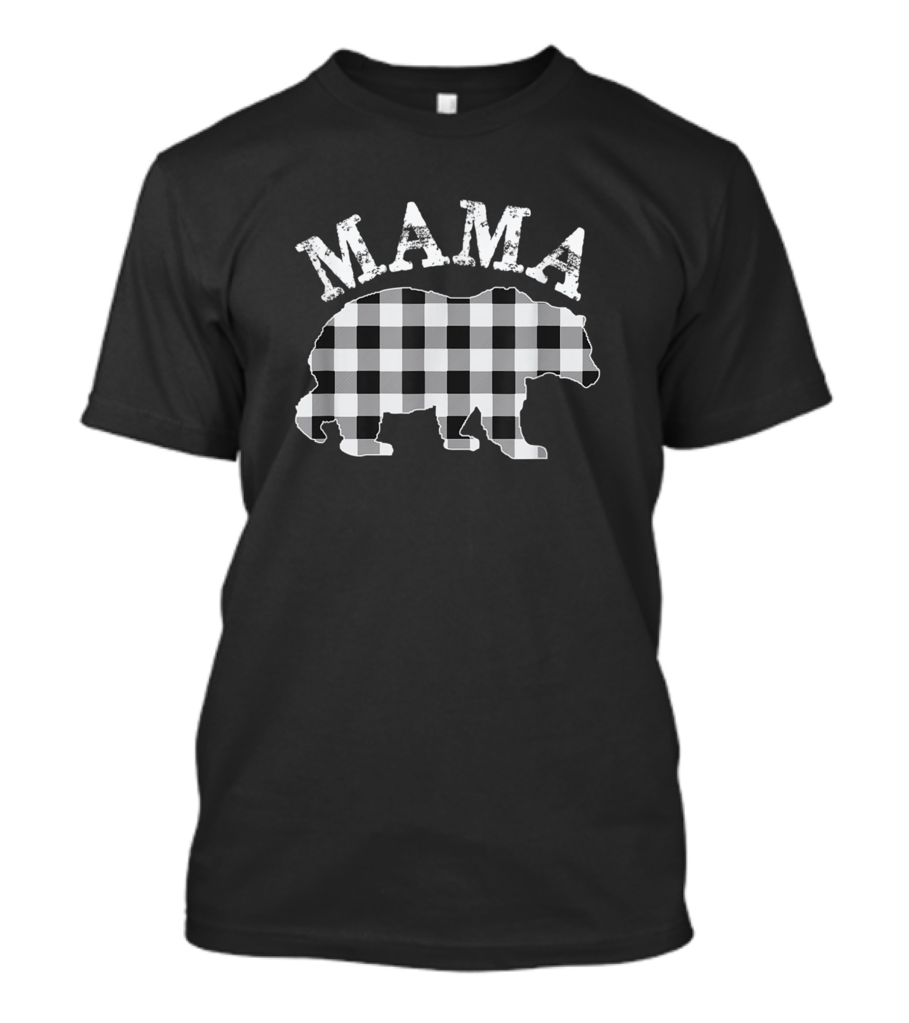 White Plaid Mama Bear Buffalo Check T-Shirt