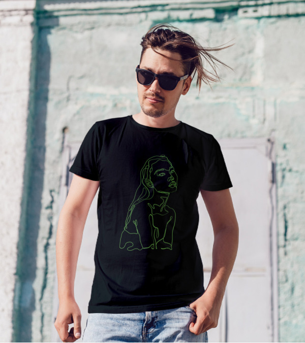 Woman Body Outline Neon T-Shirt