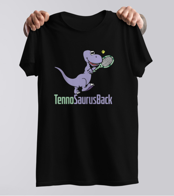 TennoSaurusBack Purple Tennis Dinosaur Trex Sports Sporty T-Shirt