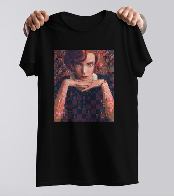 The Queens Gambit Chess Portrait Mosaic T-Shirt