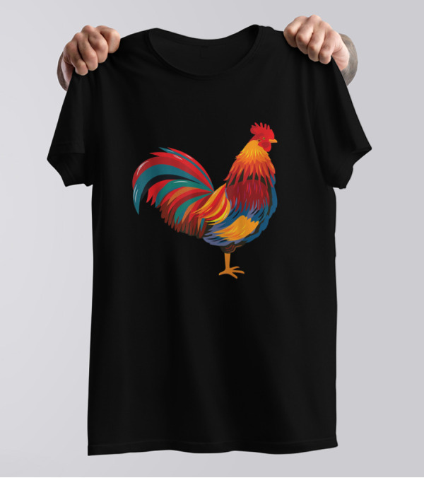 Think Out Loud Apparel Vibrant Chicken Rooster T-Shirt