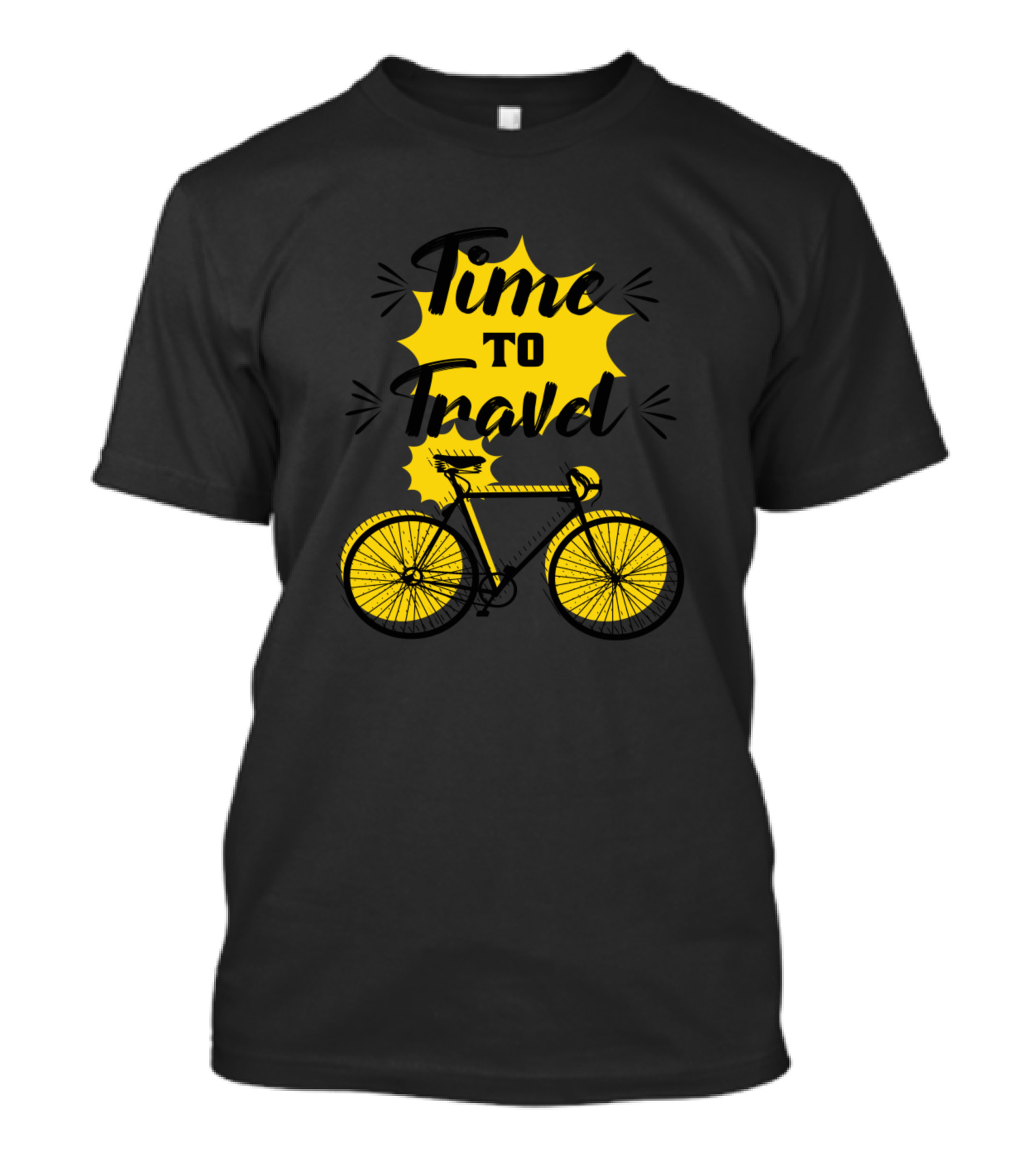 Time To Travel Bicycle Adventure Typography T-Shirt