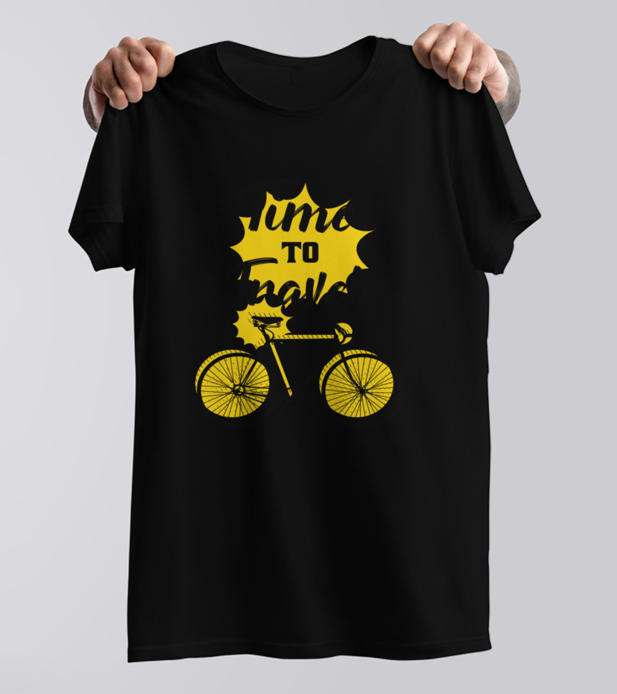 Time To Travel Bicycle Adventure Typography T-Shirt