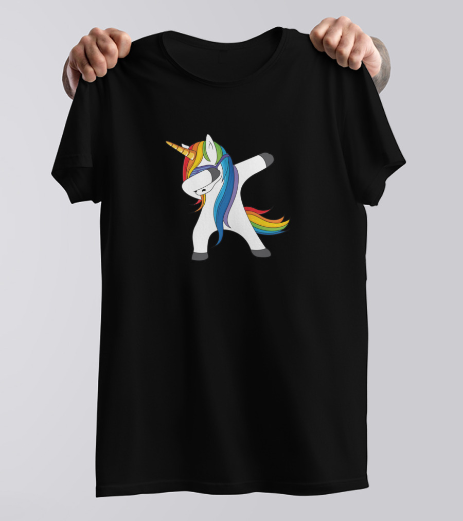 Dabbing Unicorns Are Born In April Rainbow Hair Sunglasses T-Shirt