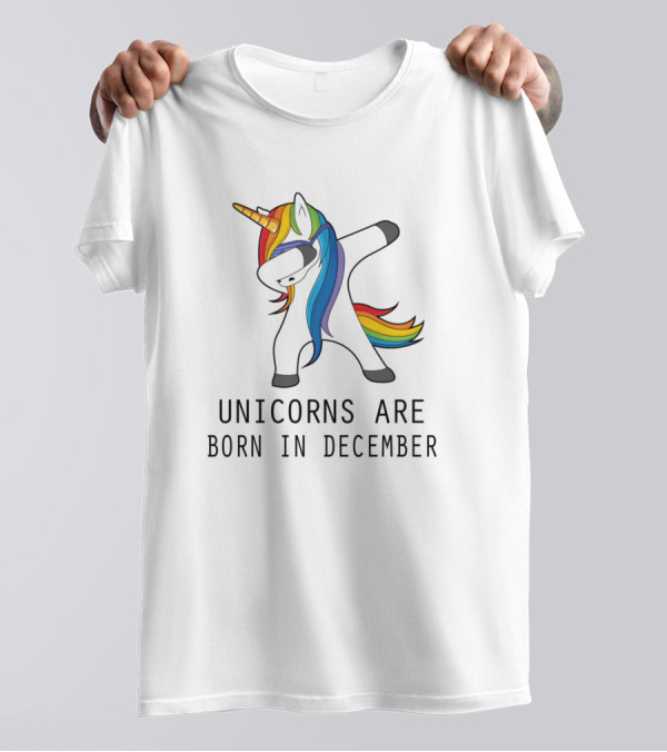 Unicorns Are Born In December Dab Dance Rainbow Mane T-Shirt