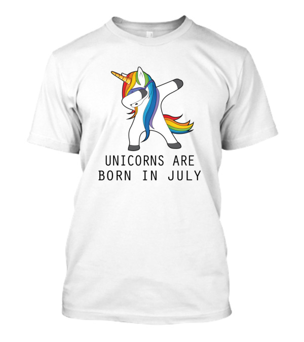 Unicorns Are Born In July Dab Rainbow T-Shirt