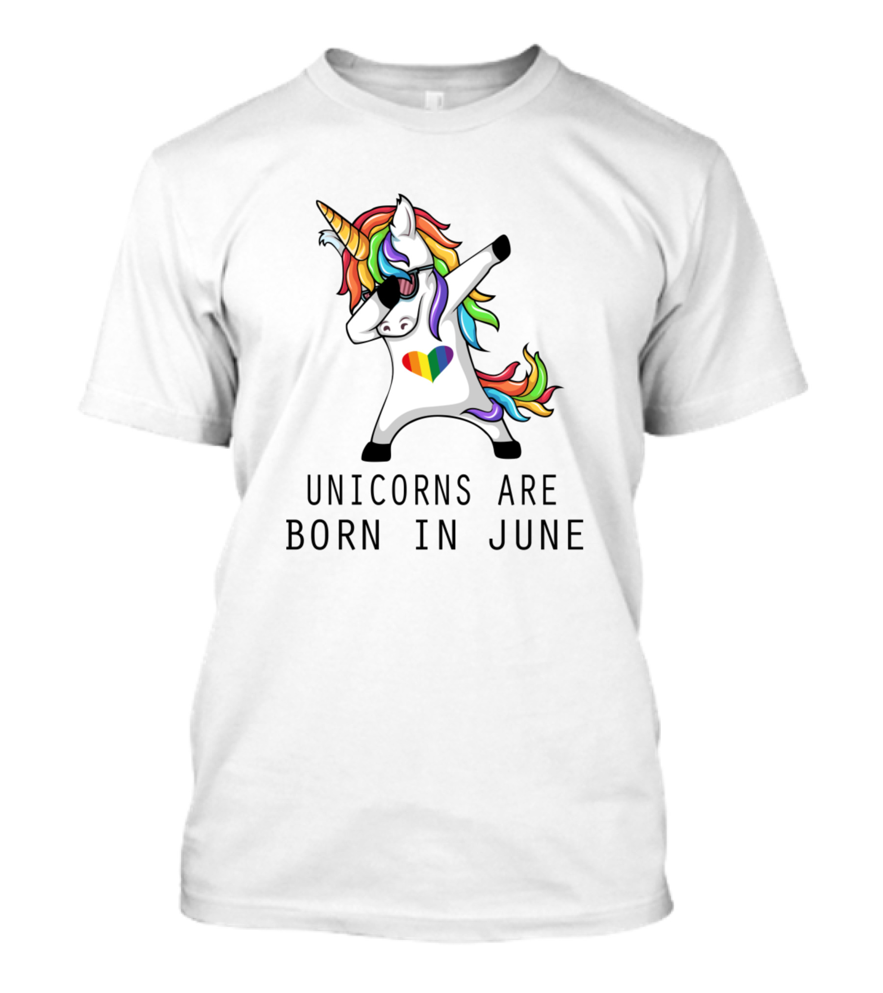 Unicorns Are Born In June Rainbow Heart Dabbing Pose T-Shirt