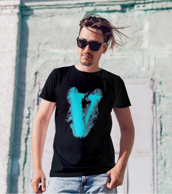 Vlone Baby Blue Smoke Laser T-Shirt