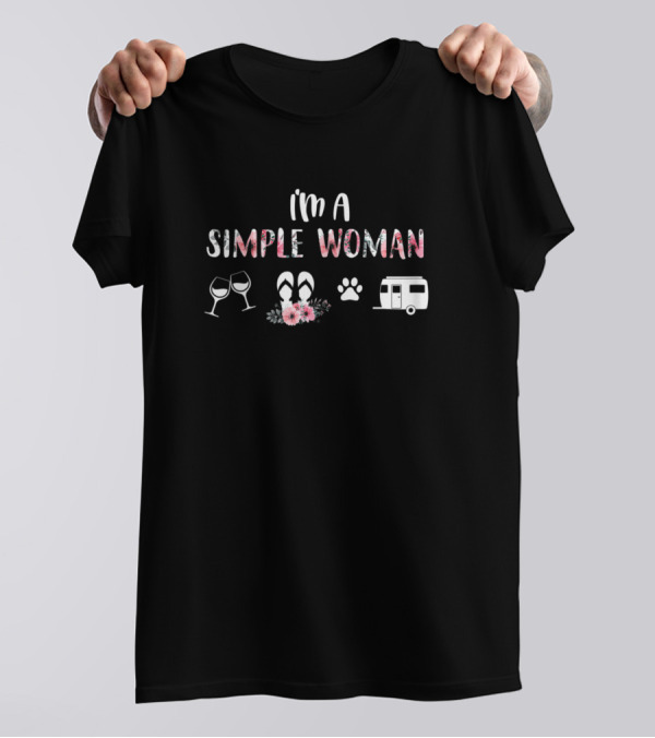 I'm A Simple Woman Wine Flip Flop Dog Camper T-Shirt