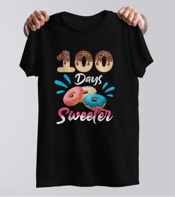 100 Days Sweeter With Donut Sprinkles Kids Teachers 100th Day T-Shirt