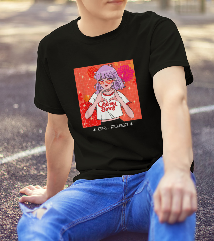 Cherry Bomb Girl Power Aesthetic Egirl Feminist Anime Indie T-Shirt