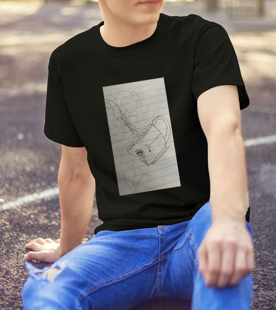 Smoke-Emanating Cup With Face Sketch T-Shirt