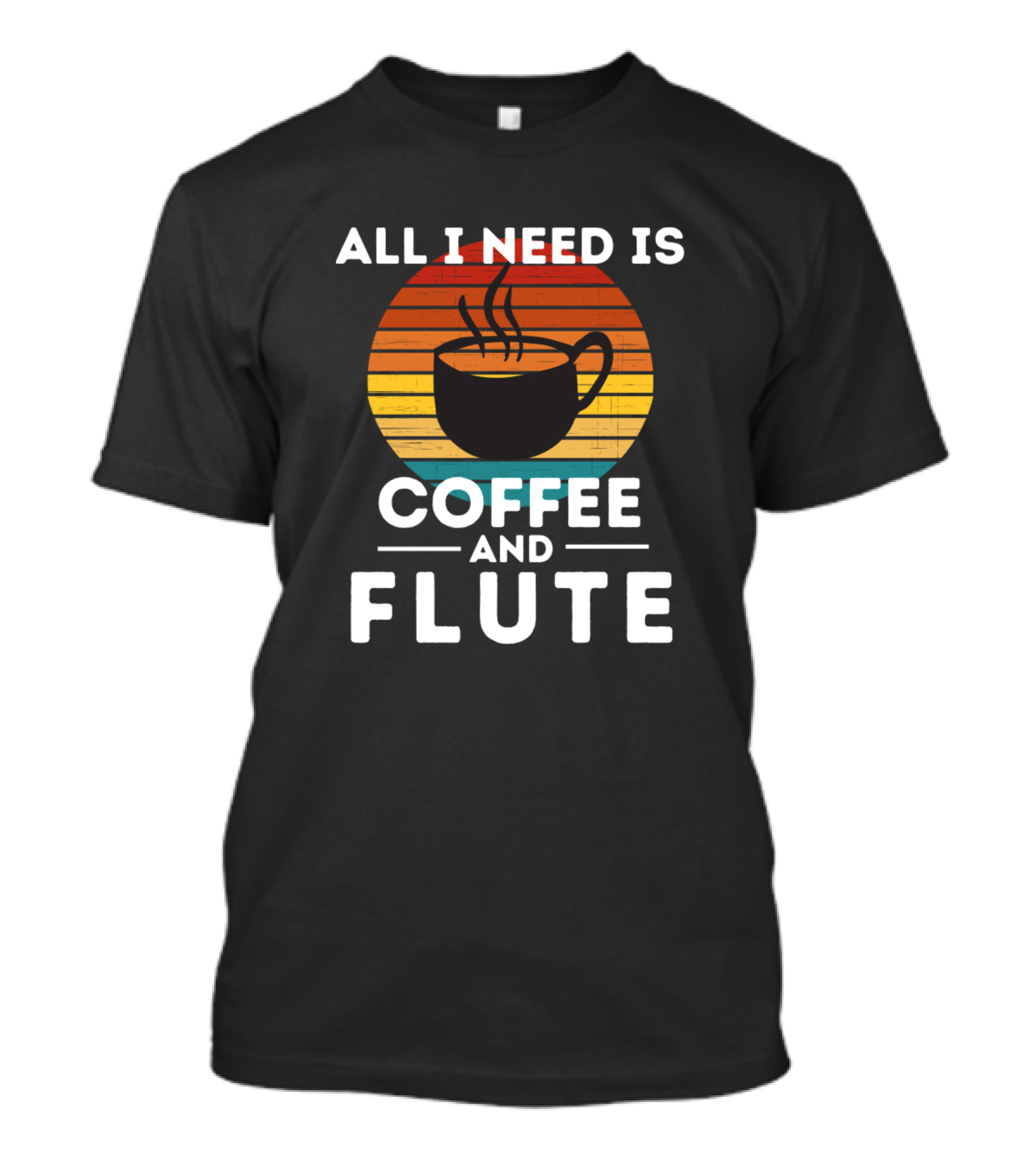 All I Need Is Coffee And Flute Vintage Sunset Coffee Cup T-Shirt