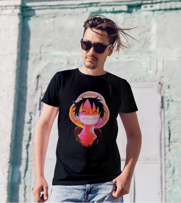One Piece Anime Luffy Straw Hat Pirate Smile T-Shirt