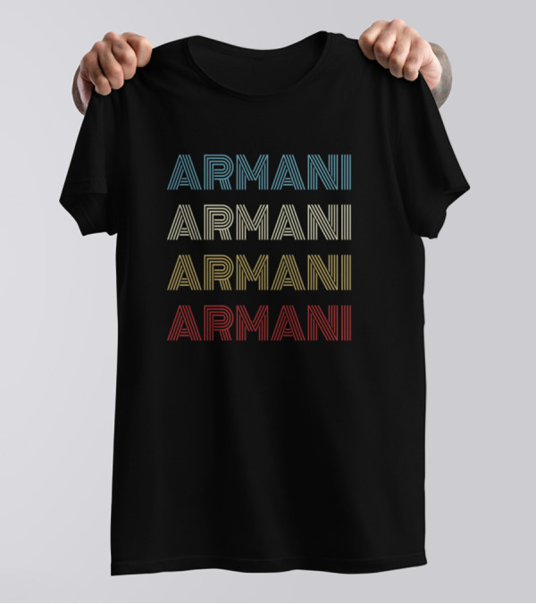 ARMANI Multicolor Retro Line Text T-Shirt