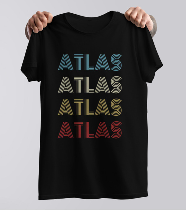 Atlas First Given Name Vintage Pride Repeated T-Shirt
