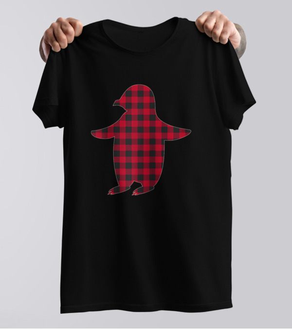 Auntie Of The Wild One Buffalo Plaid Penguin Red 1st Birthday T-Shirt