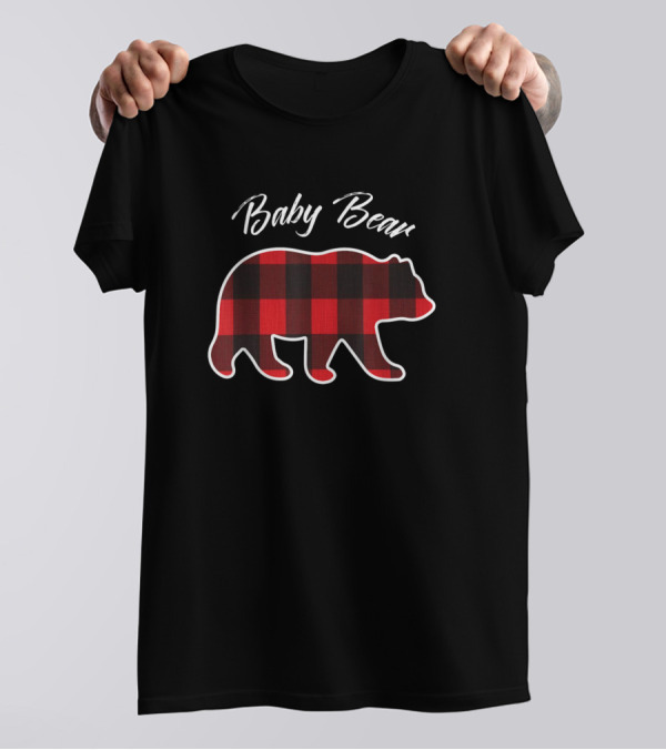 Baby Bear Red Plaid Christmas Family Matching T-Shirt