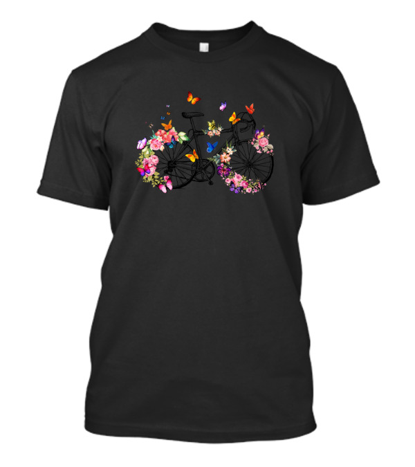 Bicycle Butterfly Floral Colorful Design For Men T-Shirt