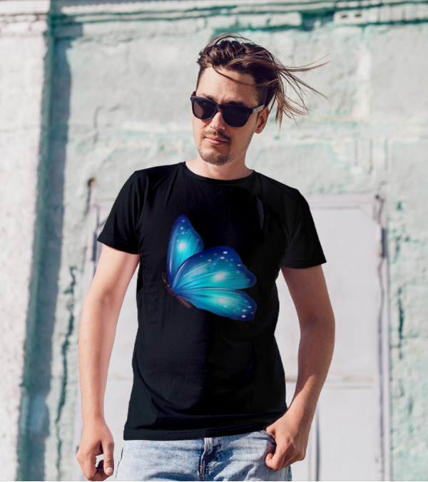 Blue Butterfly Elegant Radiance T-Shirt